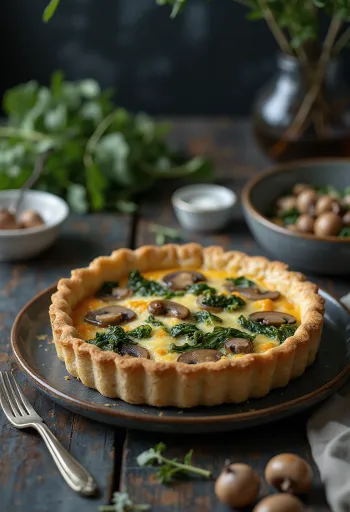 Värskelt küpsetatud seene-spinati quiche