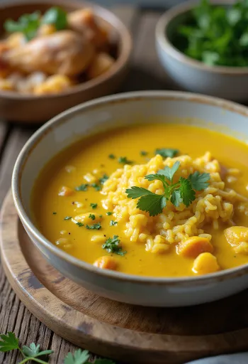 Mulligatawny supp kanaga serveerituna