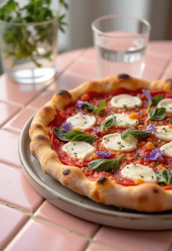 Pizza ai Fiori di Basilico värske basiiliku ja basiilikuõitega