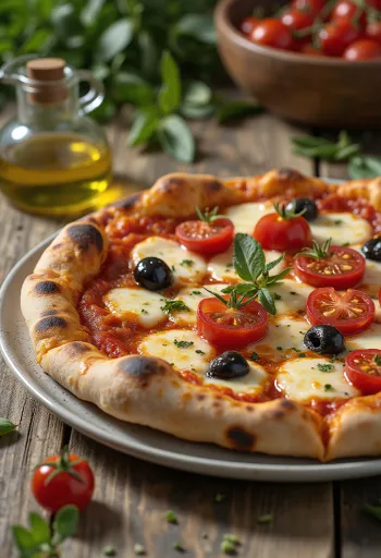 Pizza alla Barese tomatite ja mustade oliividega