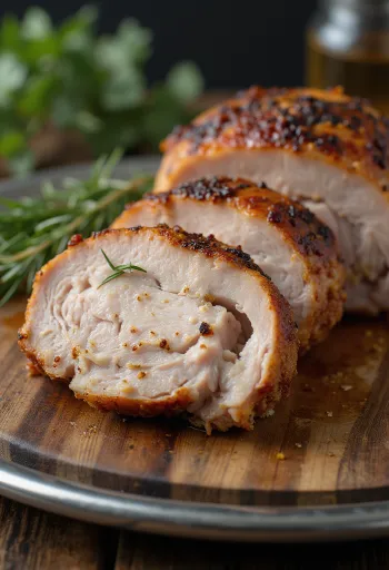 Suitsutatud metskalkuni rind serveerituna grillitud köögiviljadega.