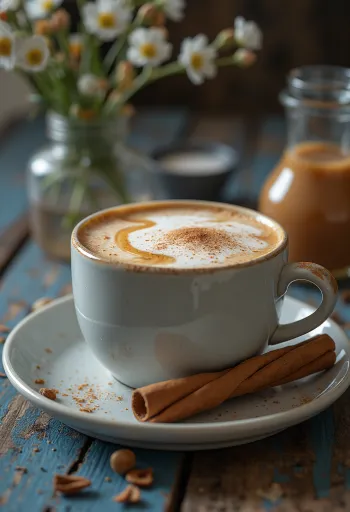 Karamelli-chai-latte klaasis