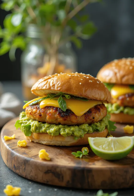 Kana-avokaadoburger grillitud kanaga