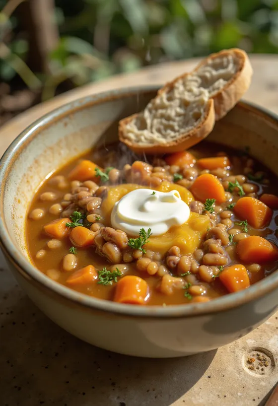 Vürtsikas läätsehautis serveeritult