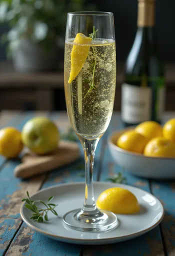 Itaalia Prosecco-siider klaasis rosmariinioksaga kaunistatult