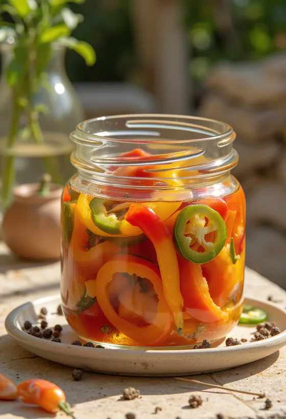 Vürtsikas marineeritud paprika purgis