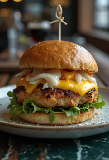 Juustune kanaburger grillitud kana ja ekstra juustuga