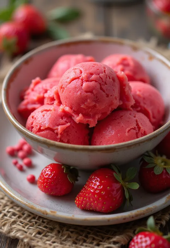 Maasikasorbett kodune värskendav magustoit