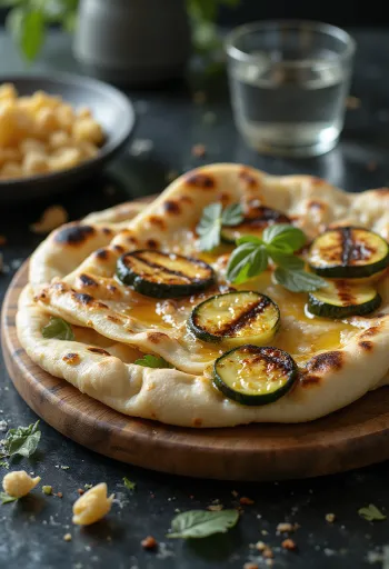 Grillitud suvikõrvitsaga naan serveeritult