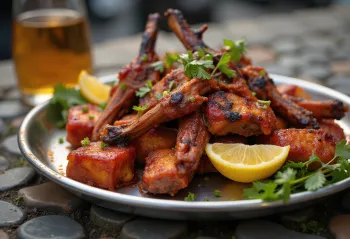 Tandoori goat serveerituna naan-leiva ja värske koriandriga.