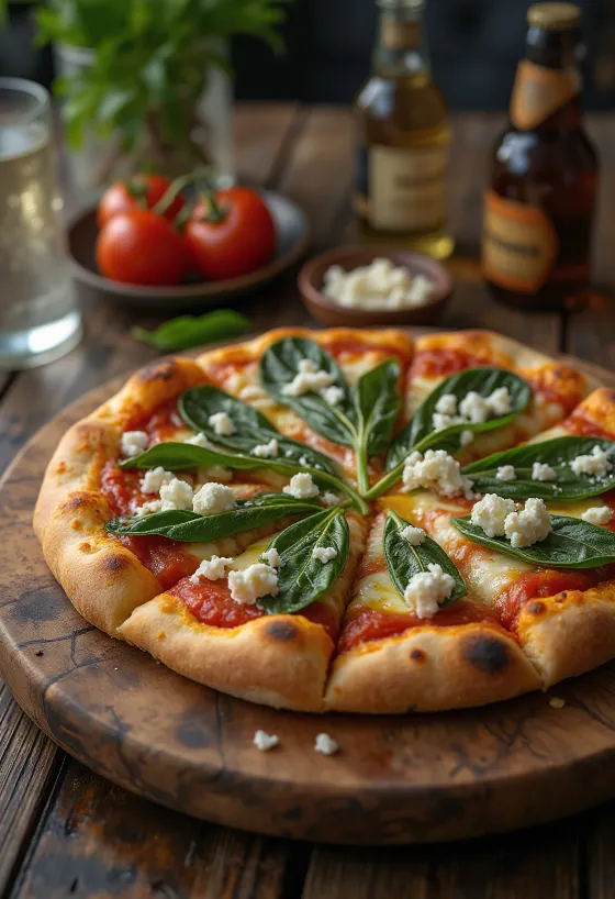 Pizza ai Caprini kitsejuustu ja spinatiga