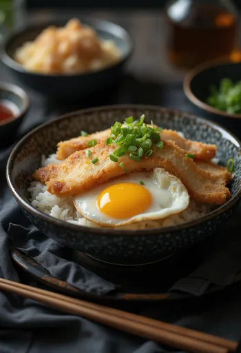 Katsudon Jaapani paneeritud sealiha riisiga