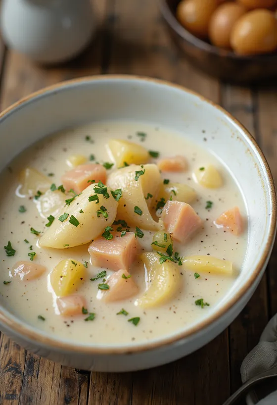 Cullen skink, rikkaliku suitsukala ja peterselliga kaunistatud, soojalt serveeritud