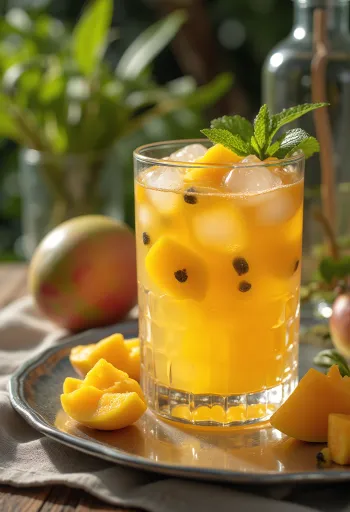 Mango-granadillisiider serveerituna