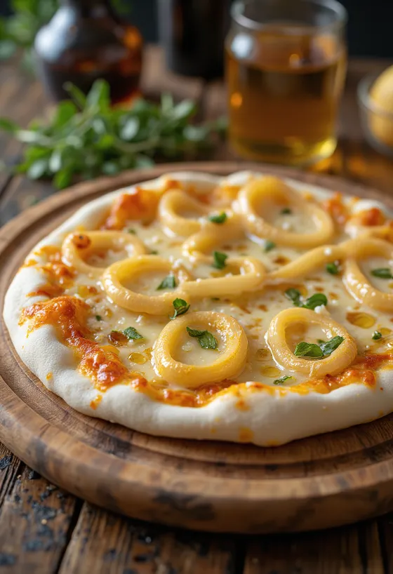 Pizza ai Cipollotti rohelise sibula ja juustuga