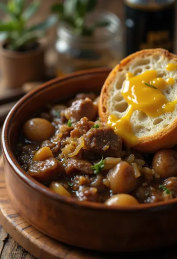 Carbonnade Flamande serveerituna kartulipudruga
