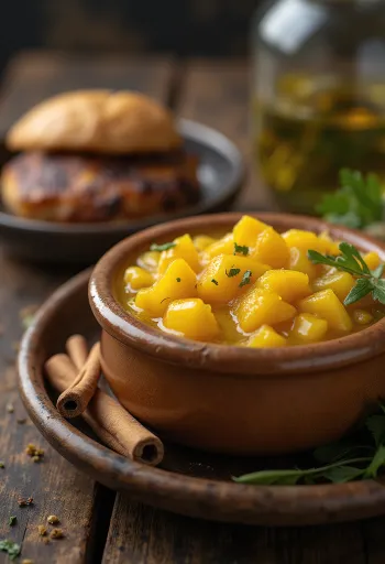Kuldne kaneeline mango-ingveritšatni