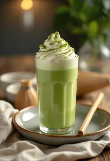 Matcha-frappé serveerituna