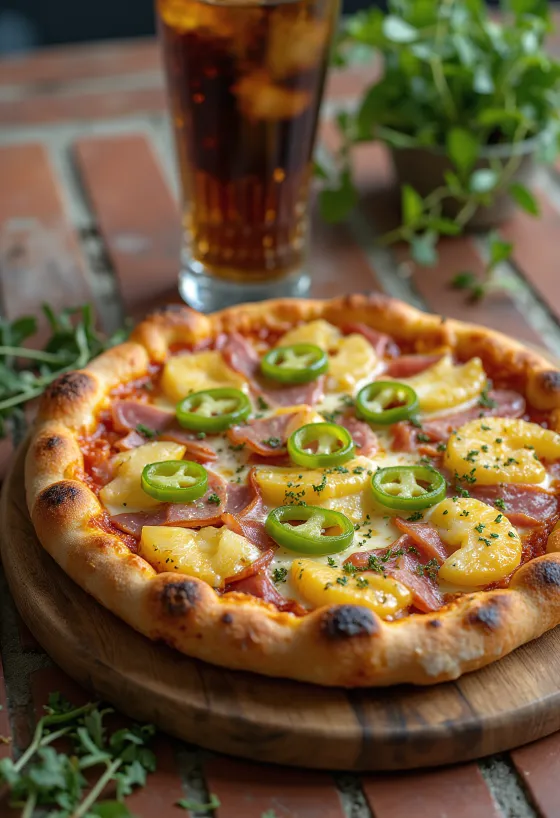 Jalapeñoga Hawaii pitsa küpsetuspaberil