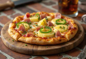 Jalapeñoga Hawaii pitsa küpsetuspaberil