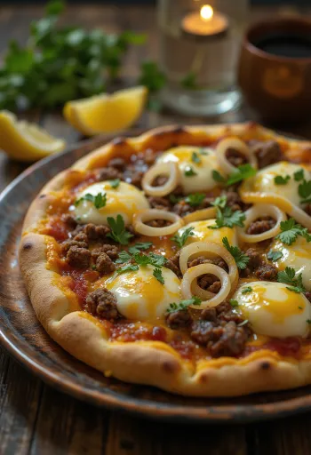Pizza Egiziana serveeritult