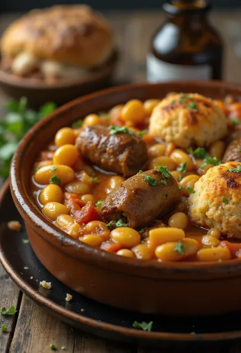 Cassoulet lambalihaga, ühepajatoit ubade ja vorstiga